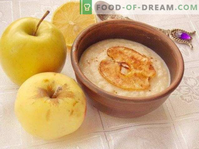 Deser z zupy jabłkowej z chipsami jabłkowymi