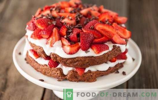 Homemade Strawberry Cake - Przepisy dla początkujących. Jak upiec domowe ciasto z truskawkami: herbatniki lub czekoladę