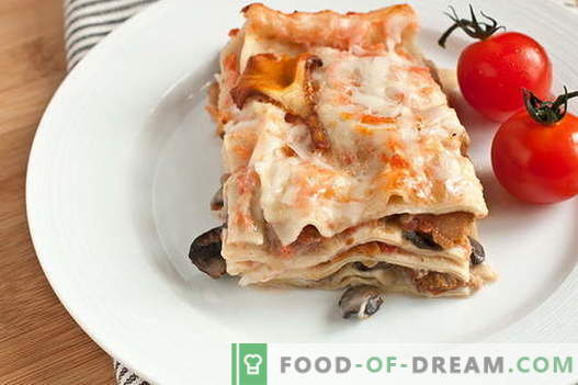 Lasagne z grzybami - właściwe przepisy. Jak szybko i smacznie gotować lasagne z grzybami.