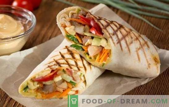Pork shawarma - królewski fast food! Przepisy domowej roboty shawarma z wieprzowiną i warzywami, grzybami, serem, ogórkami