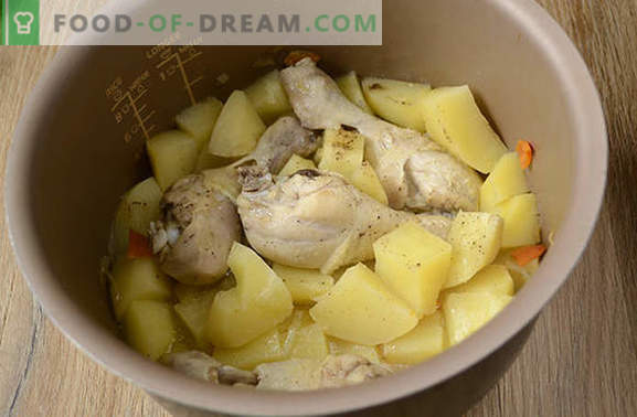 Jak ugasić ziemniaki kurczakiem w wolnej kuchence: świetna kolacja za pół godziny! Foto-przepis krok po kroku na gulasz z kurczaka z ziemniakami w wolnej kuchence