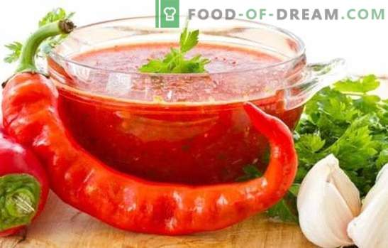 Adjika pomidorów i czosnku na zimę: gorący temat domowych preparatów. 7 najlepszych receptur adzhika z pomidorów i czosnku na zimę