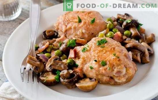 Kurczak z grzybami to najlepszy sposób na gotowanie mięsa na przystawkę. Jak gotować kurczaka z grzybami (przepis krok po kroku)