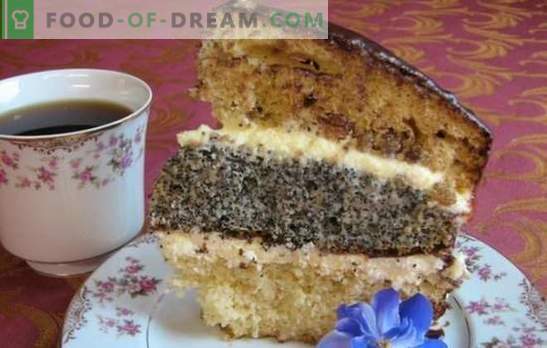 Ciasto trójwarstwowe „Bajka” z makiem, rodzynkami i orzechami - niesamowite połączenie smaku i korzyści. Najlepsze opcje na ciasto trójwarstwowe „Fairy Tale”