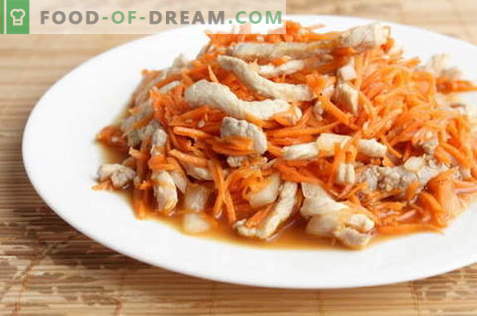 Koreańska sałatka z kurczakiem - najlepsze przepisy. Jak właściwie i smacznie przygotować sałatkę z kurczakiem i koreańską marchewką.