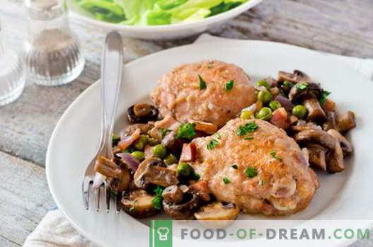Pollo con champiñones - las mejores recetas. Cómo cocinar correctamente y cocinar el pollo con champiñones.
