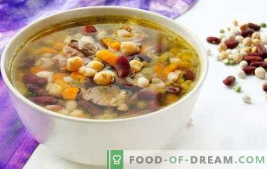 Najsmaczniejsze zupy fasolowe - w rosole warzywnym i mięsnym. Dekoracja stołu i ulubione jedzenie dla dzieci - zupa fasolowa