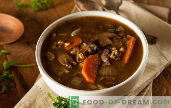 Lean soup with mushrooms - niech zawsze będzie smaczna! Różne przepisy na chude zupy z grzybami i płatkami, makaron, warzywa