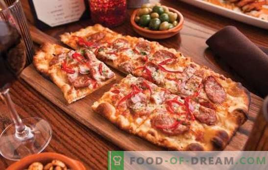 Domowa pizza: przepisy z kiełbasą, pomidorami, grzybami, kurczakiem, ogórkami. Wybór przepisów na pizzę domowej roboty