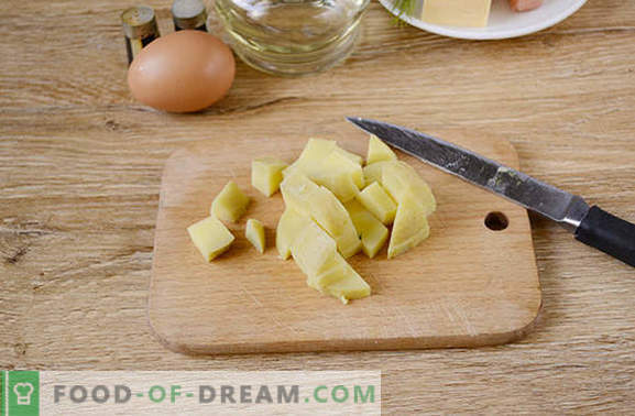 Gotowane ziemniaki z jajkiem na patelni - odżywcze danie „co było”. Prosty i łatwy przepis krok po kroku ze zdjęciem: jajka sadzone z ziemniakami