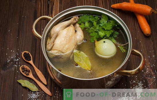 Jak gotować rosół na zupę, zupę, sosy i inne potrawy. Przepisy: jak gotować rosół z kurczaka, wołowinę, ryby, wieprzowinę, kość
